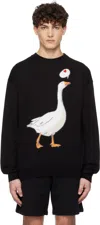 Moschino Graphic Print Crewneck Sweater With Ribbed Finish In Black