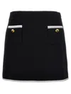 Moschino Heart-button Crepe Skirt With Grosgrain Detail In Black