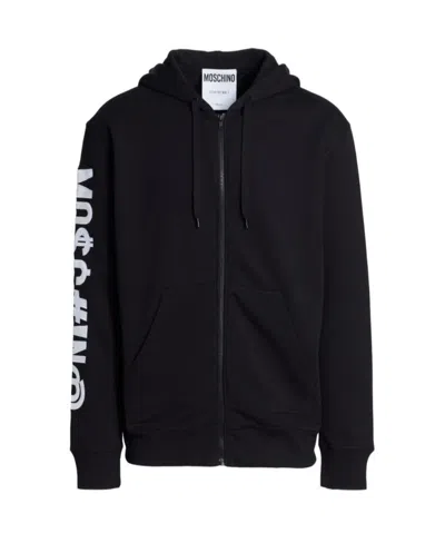 MOSCHINO BLACK HOODED COAT