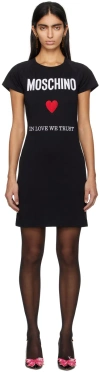 Moschino Black Cotton Jersey Dress In J2555 Fantasy Black