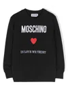 Moschino Embroidered-slogan Cotton Sweatshirt In 60100 Nero