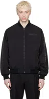 Moschino Black Insulated Bomber Jacket In A1555 Fantasy Print