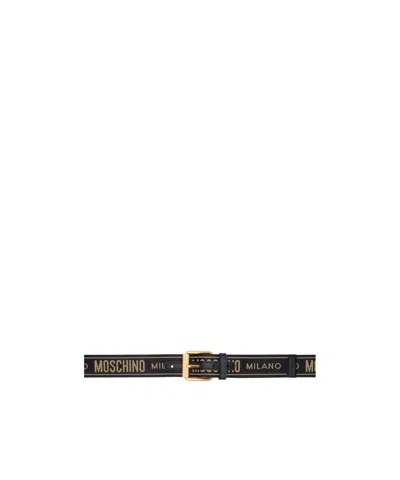 Moschino Black Jacquard Logo Belt