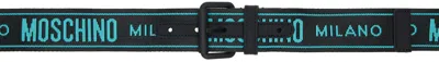 Moschino Black Jacquard Logo Belt In A1365 Fantasy Print