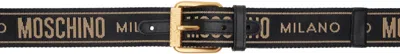 Moschino Black Jacquard Logo Belt In A2555 Fantasy Print