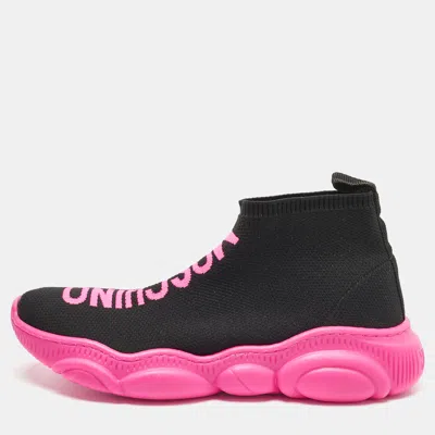 Moschino Black Jacquard Logo High Top Sneakers