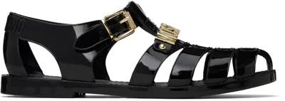 MOSCHINO BLACK JELLY LETTERING LOGO SANDALS