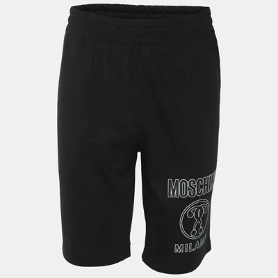 Pre-owned Moschino Black Jersey Logo Print Shorts M