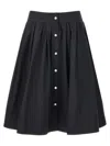 Moschino Black Jewel Button Nylon Blend Skirt In Black
