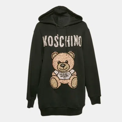 Pre-owned Moschino Black Jewel Teddy Cotton Knit Hoodie S