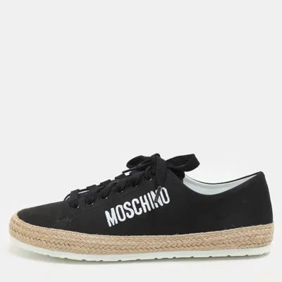 Pre-owned Moschino Black Jute And Nubuck Leather Low Top Sneakers Size 42