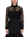 Moschino Black Lace Shirt With Intricate Floral Patterns In Black