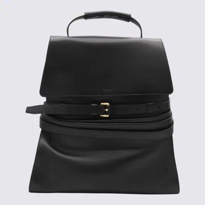 Moschino Black Leather Backpack