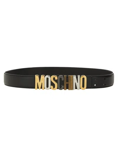 MOSCHINO MOSCHINO BLACK LEATHER BELT