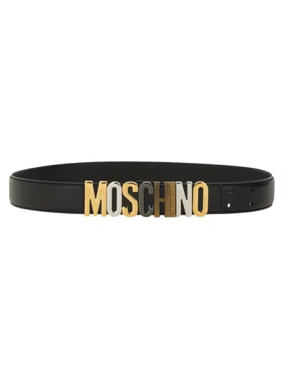 MOSCHINO BLACK LEATHER BELT