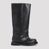 Moschino Elegant Black Leather Ankle Boots With Mini Heel In Black