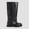Moschino Elegant Black Leather Ankle Boots With Mini Heel In Black