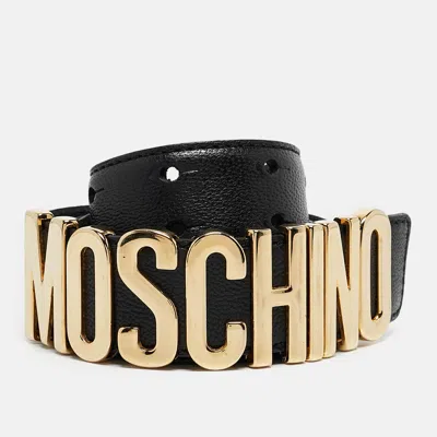 Pre-owned Moschino Black Leather Classic Logo Waist Belt