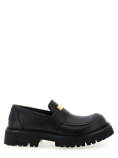 Moschino Black Leather Loafers