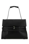 Moschino Black Leather Medium Tie Me Handbag In Black