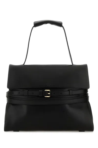 Moschino Black Leather Medium Tie Me Handbag