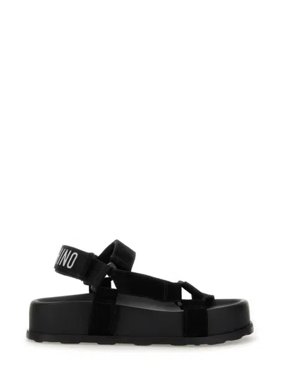 Moschino Black Leather Sandals