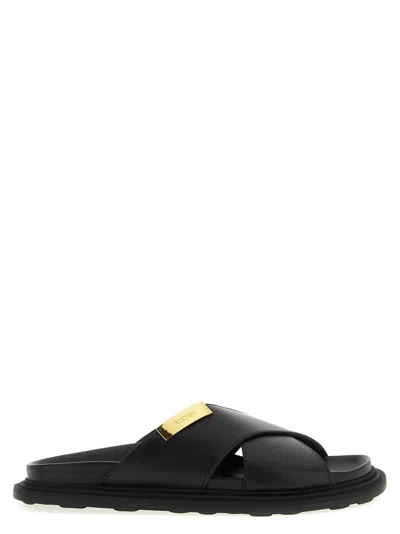 MOSCHINO MEN BLACK LEATHER SANDALS, 6 LUXURY SANDALS & FLOATERS FOR MEN DARVEYS