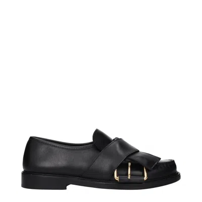 Moschino Black Leather Slip-on Loafers