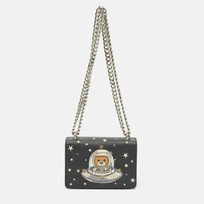 Pre-owned Moschino Black Leather Space Teddy Shoulder Bag