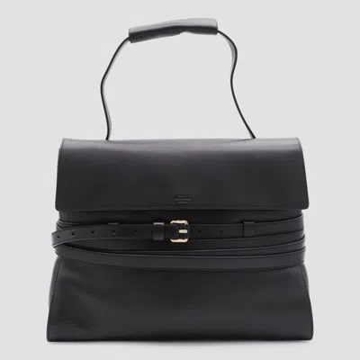 MOSCHINO MOSCHINO BLACK LEATHER TOP HANDLE BAG