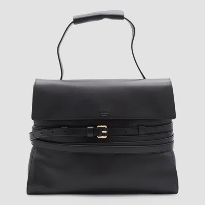 Moschino Black Leather Top Handle Bag