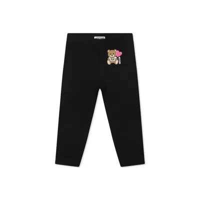 Moschino Black Legging For Baby Girl With Teddy Bear
