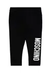 Moschino Black Leggings For Baby Girl With Logo In Black
