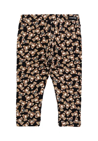 Moschino Black Leggings For Baby Girl With Teddy Bear In Multi