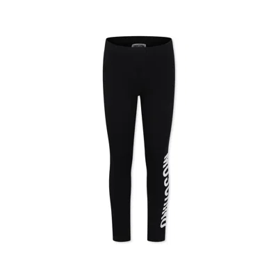 Moschino Kids' Black Leggings For Girl With Logo