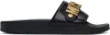 Moschino Logo Pool Slides In Black/black