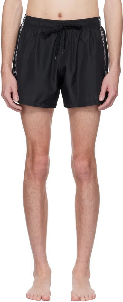 Moschino Black Logo Band Swim Shorts
