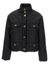 Moschino Button-up Puffer Jacket In Black