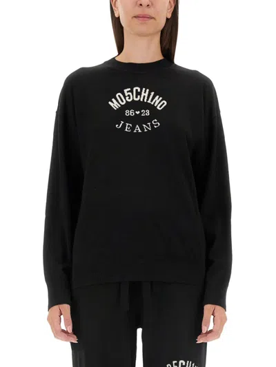 Moschino Black Logo Crew Neck Sweater