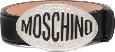 Moschino Black Logo Hardware Belt In Animal Print