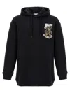 Moschino Graphic Print Hooded Longline Ribbed Cuffs In Black