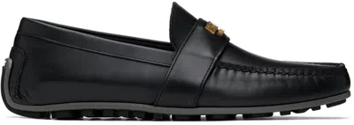 Moschino Black Logo Loafers In 000 * Nero