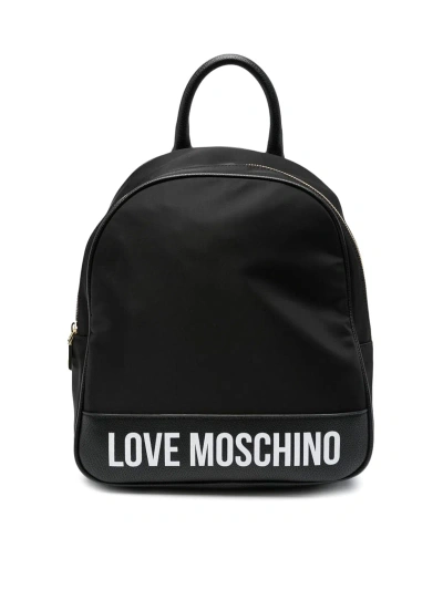 Moschino Black Logo Print Backpack
