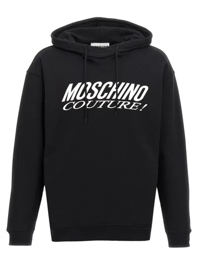 MOSCHINO BLACK LOGO PRINT HOODIE