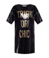 Moschino Black Logo Print Pattern Dress In Black