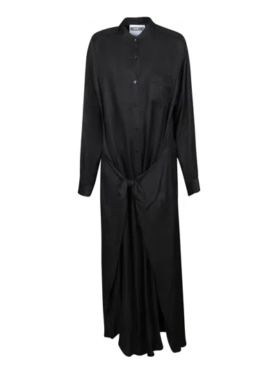 Moschino Black Long Viscose Twill Dress