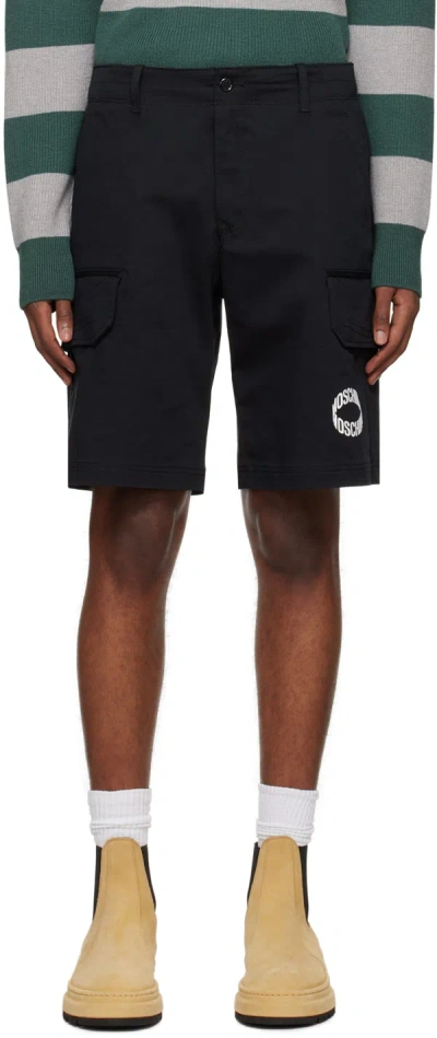 Moschino Black Loop Shorts In A1555 Fantasy Print
