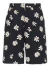 Moschino All-over Daisy Print Bermuda Shorts In Black
