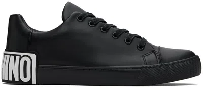 Moschino Black Maxi Logo Calfskin Sneakers