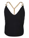 Moschino Chain-embellished Wool Halterneck Top In Black